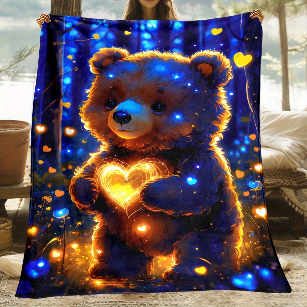 

Cozy Bear Plush Blanket - Soft, Warm Flannel Throw For Couch, Bed, Travel & Camping | , Lightweight Design | Perfect Gift For Family & Friends