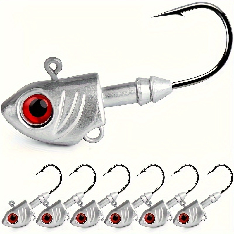 6pcs luminous swimbait jig heads with red eyes durable lead carbon steel long casting for freshwater saltwater   fishing