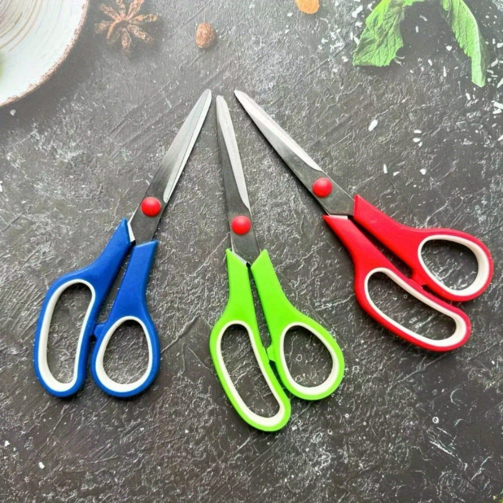 

3pcs Ultra Steel Multipurpose Scissors With Comfort-grip Handles In Blue, Green, & Red - School, Home Office, Art, Craft, Sewing & Tailoring, Small Scissors