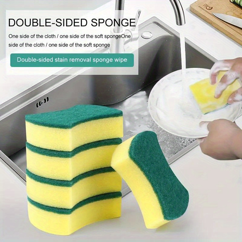 12 24pcs green high density heavy duty sponges and scouring pads   cleaning kitchens dishes and bathrooms sturdy and   suitable for rvs and boat cleaning details 2