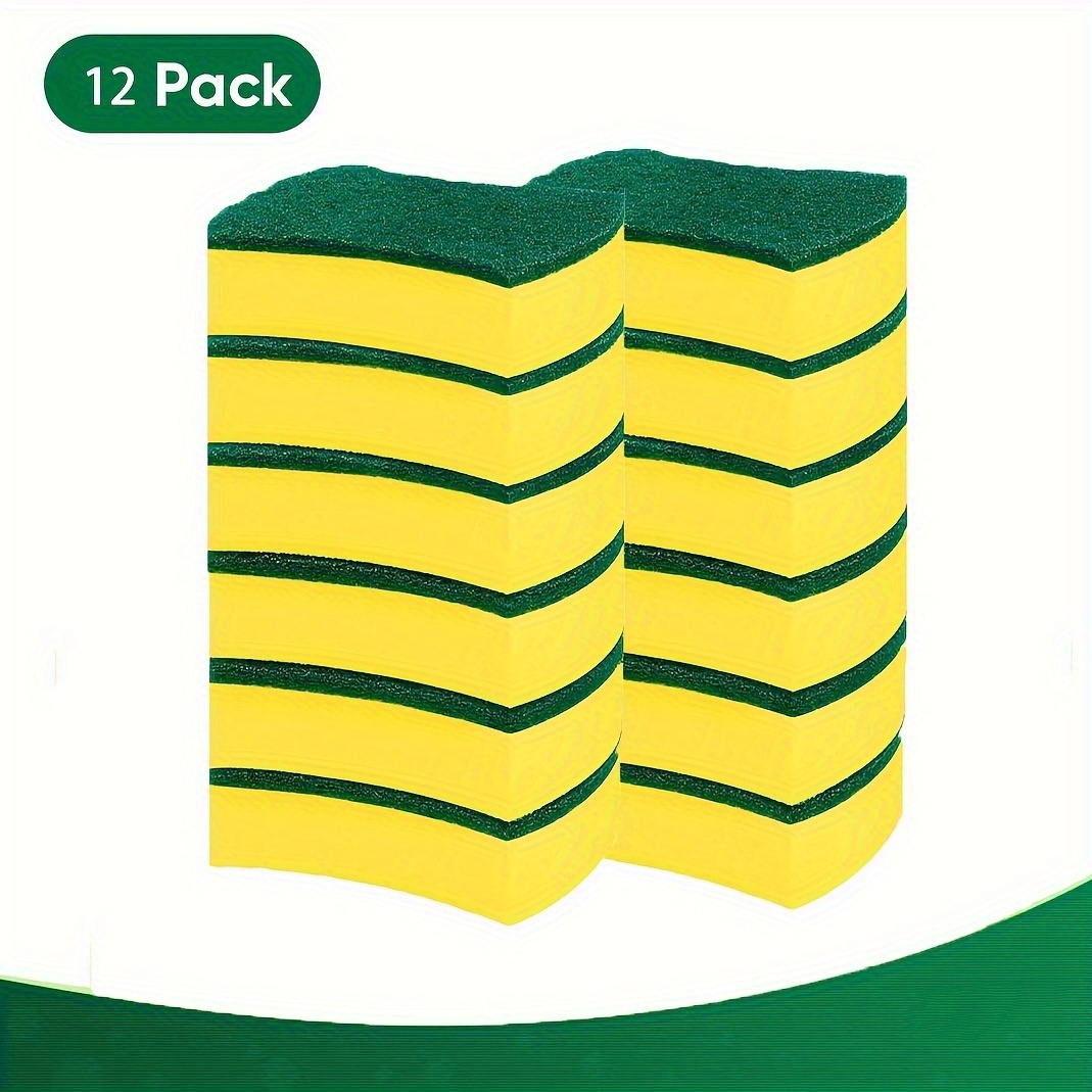 12 24pcs green high density heavy duty sponges and scouring pads   cleaning kitchens dishes and bathrooms sturdy and   suitable for rvs and boat cleaning details 4