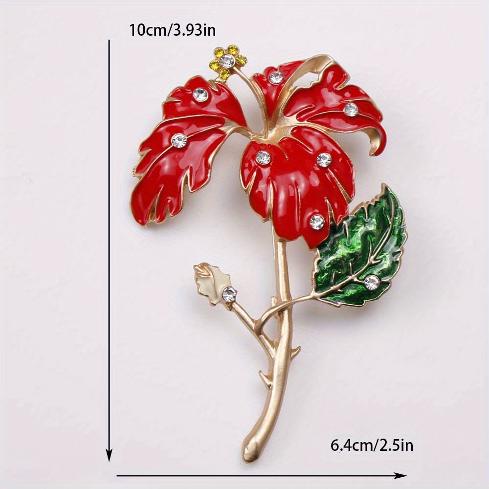 elegant french inspired enamel red flower wine bottle brooch luxurious     dresses sweaters details 0