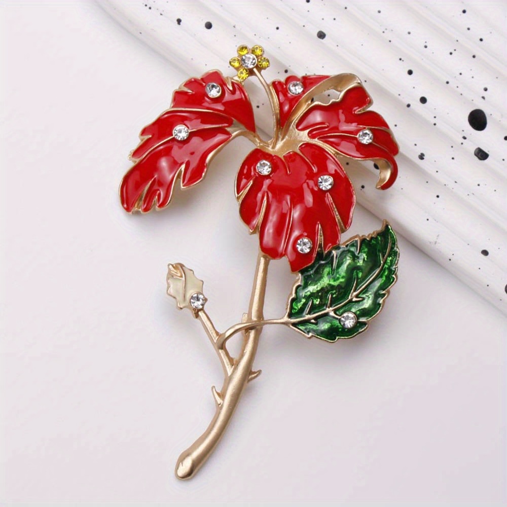 elegant french inspired enamel red flower wine bottle brooch luxurious     dresses sweaters details 1