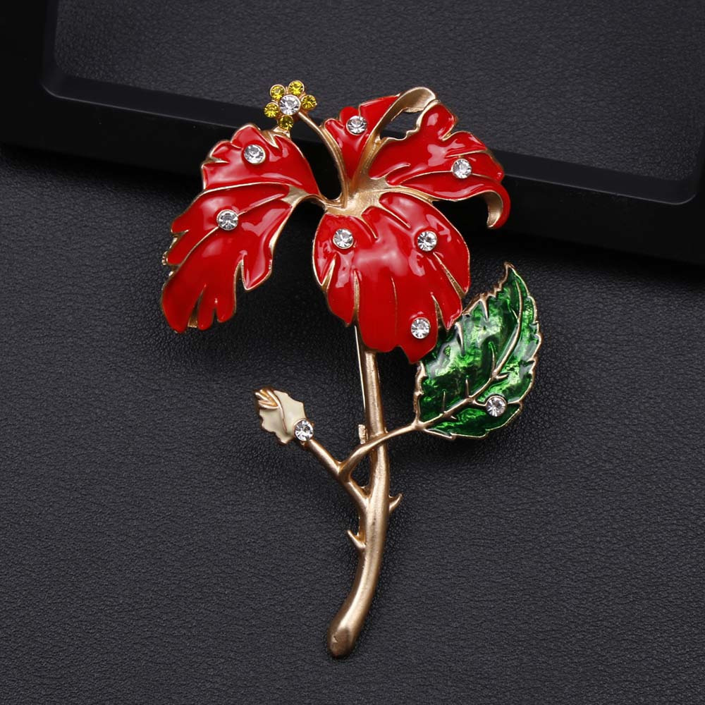 elegant french inspired enamel red flower wine bottle brooch luxurious     dresses sweaters details 2