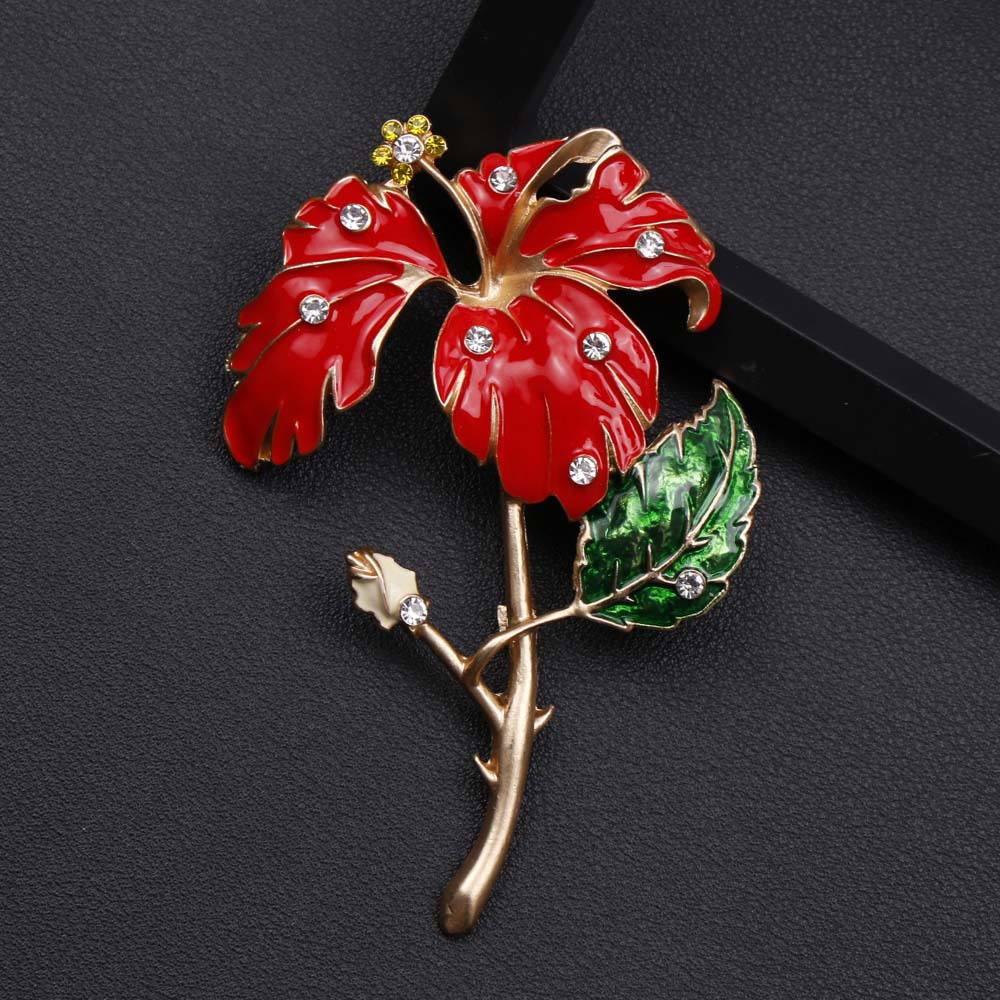 elegant french inspired enamel red flower wine bottle brooch luxurious     dresses sweaters details 3