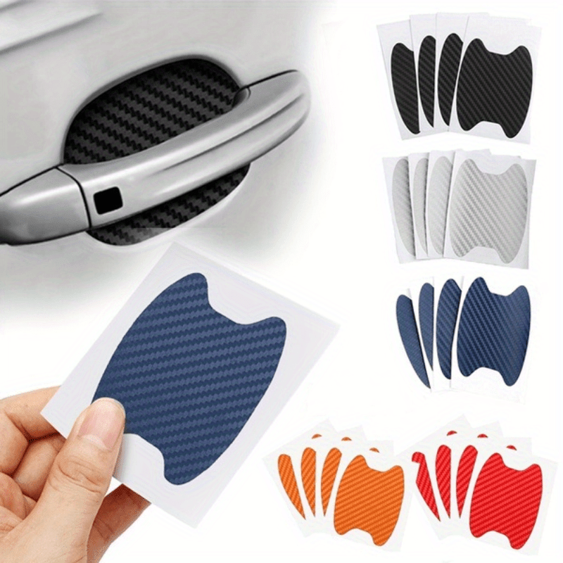 

4pcs Carbon Fiber Car Door Protector Stickers - & Resistant, Covers In Multiple Colors For Vehicle Protection, Car Stickers