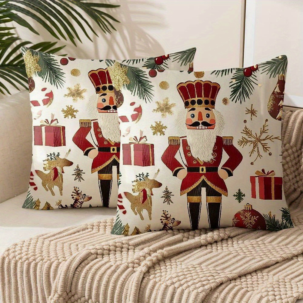 

2pcs Christmas , 18x18 , , , , , Zippered, Washable, For Sofa, , Decor