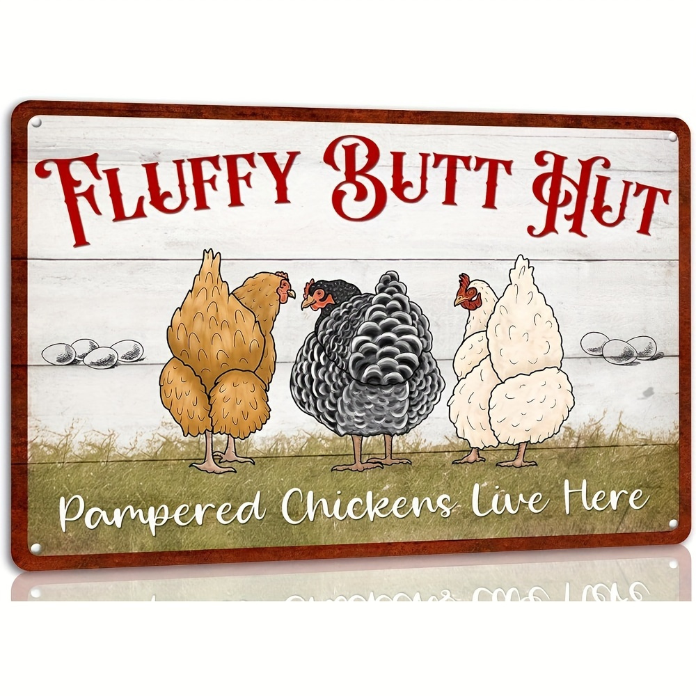 TEMU 2d Flat - Aluminum Sign For A 2d Flat Novelty Fluffy Hut Chicken Coop, Wall Decoration, Gifts For Family, Birthdays, Christmas, And Halloween