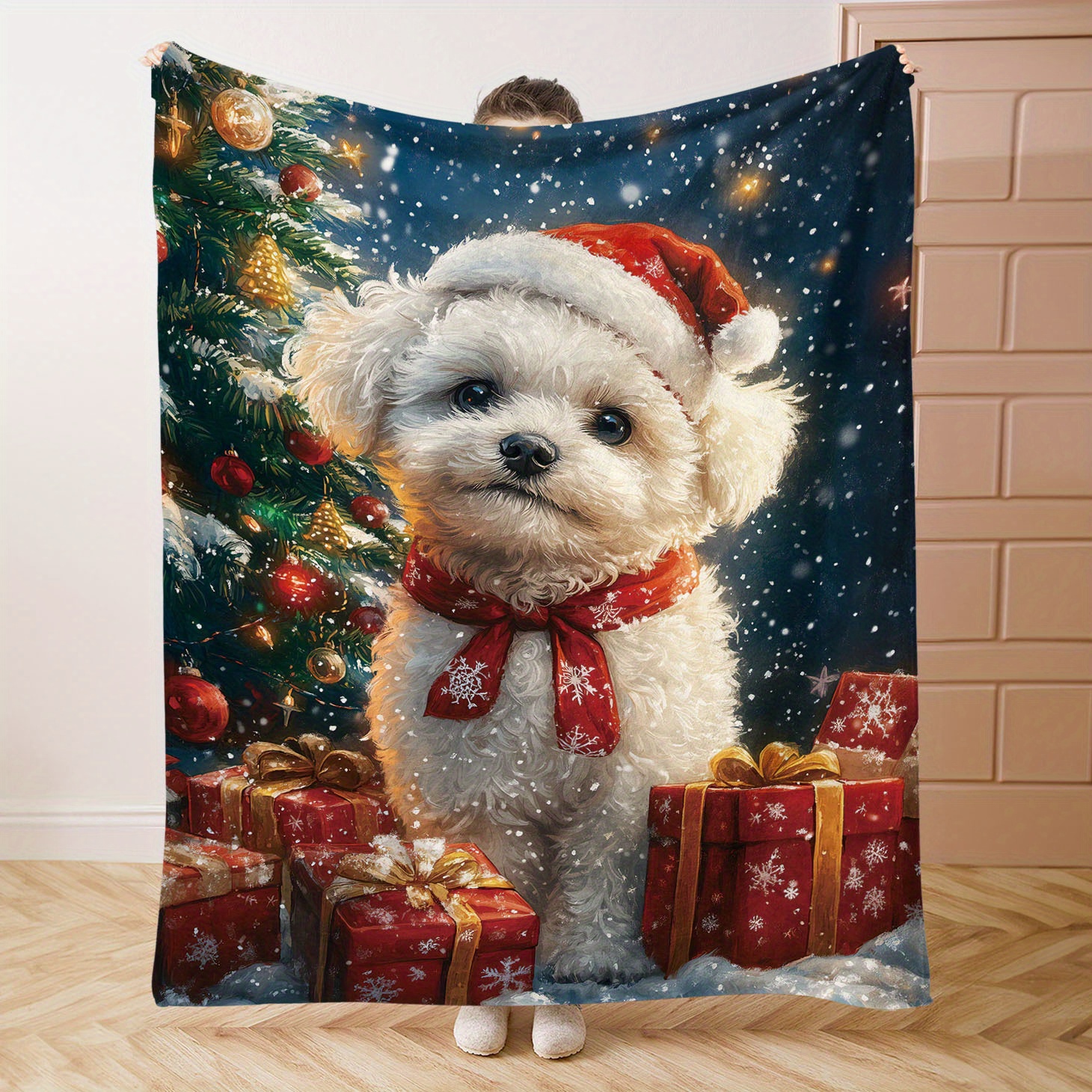 

Christmas Dog Flannel Blanket - , & For Bed, Sofa, , Or