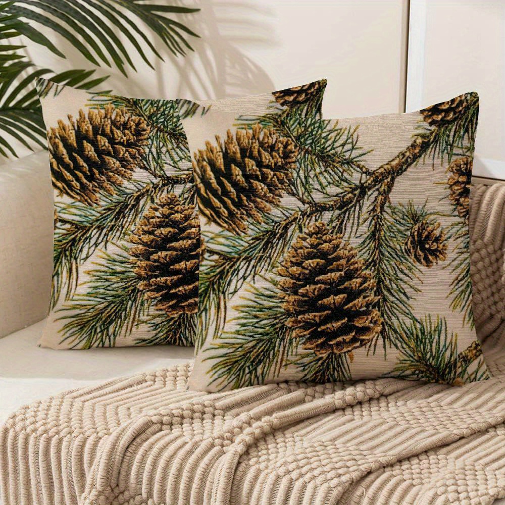 

2pcs Cones Pillow Case Set Short Plush Decorative Square Pillow Case For Sofa Living Room Outdoor