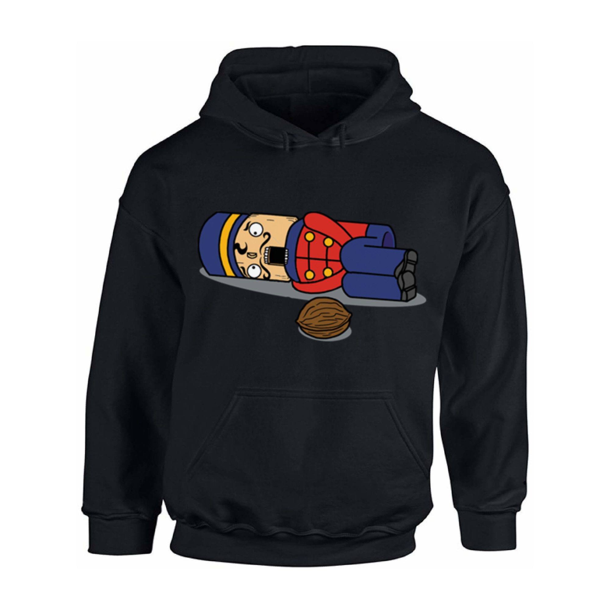 

Men's Nutcracker Christmas Hoodie - Casual Polyester Ugly Sweatshirt With Long Sleeves, Hooded Neckline, And Cartoon Design - Holiday Parties And Gifts, Christmas Sweatshirt