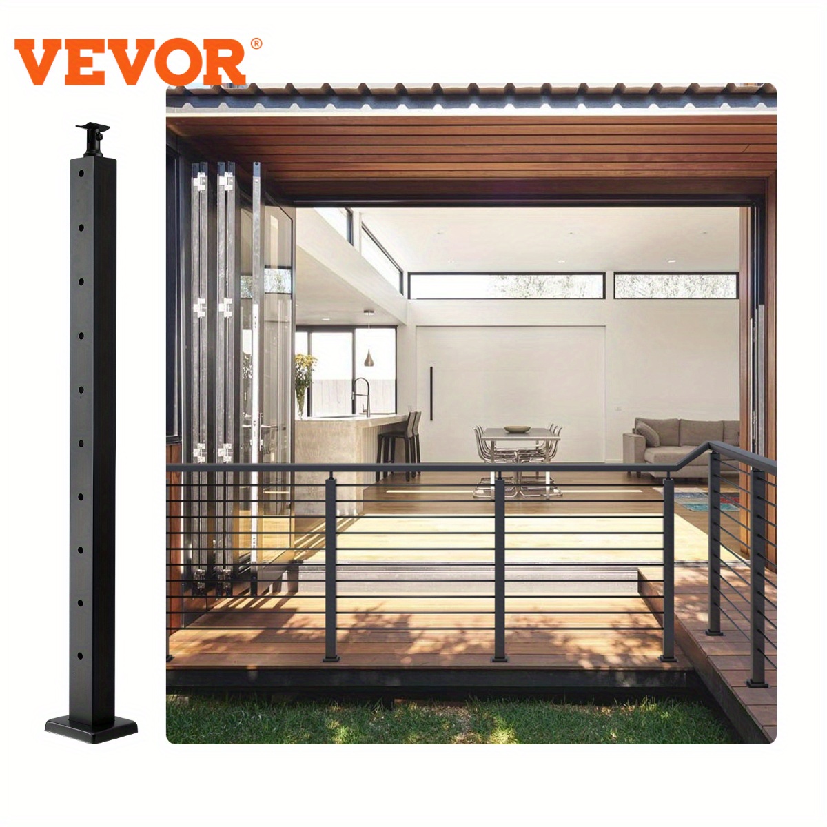 

Vevor Railing , 36" X 2" X 2" Steel Horizontal Railing , 10 Pre-drilled , Sus304 Steel Horizontal And , 1-,