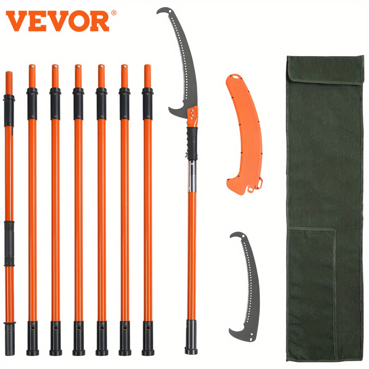 

Vevor Manual Pole Saw, 7.3-27 Ft Extendable Tree Pruner, Sharp Steel Blade High Trimming, Manual Branch Trimmer With Lightweight 8 Fiberglass Handles, For Pruning And Shrubs