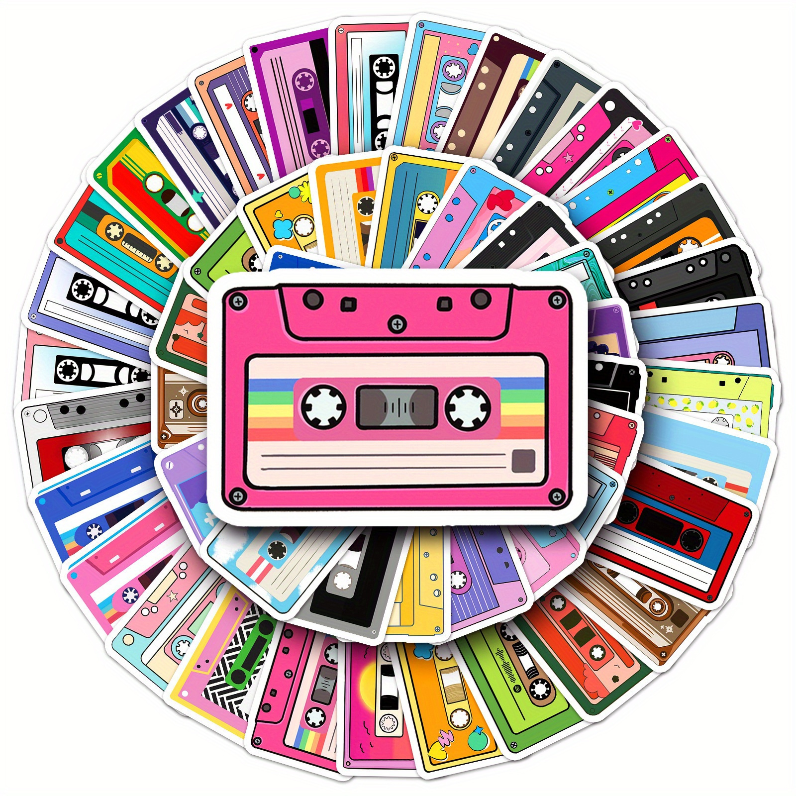 50pcs Magnetic Tape Cute Aesthetics Stickers Ins Doodle Cartoon Deacls Pack Halloween Christmas Decoration Suitcase Water Bottle Laptop Skateboard Luggage Party Gift