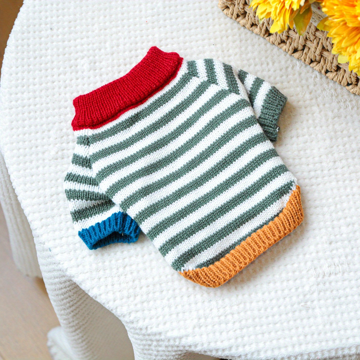 E-shop Bunte Vintage-Streifenpullover Haustierkleidung Hundebekleidung Kleiner Hund Herbst Winter Warm Bequem