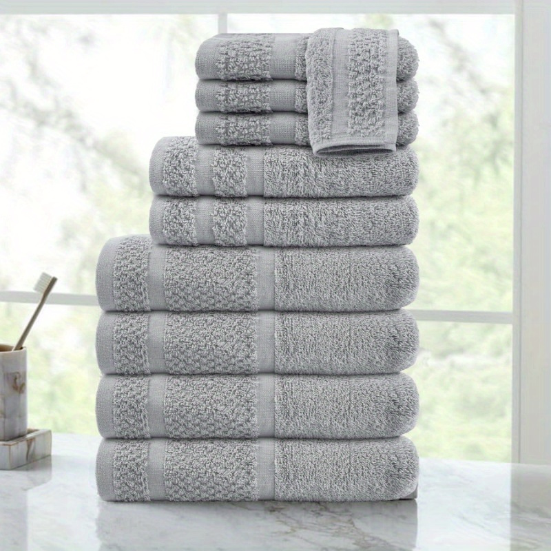 

Ten Towel Set, Of , 100% , Towels Dry And To The . A Textured For In The Bathroom And Durability. The -