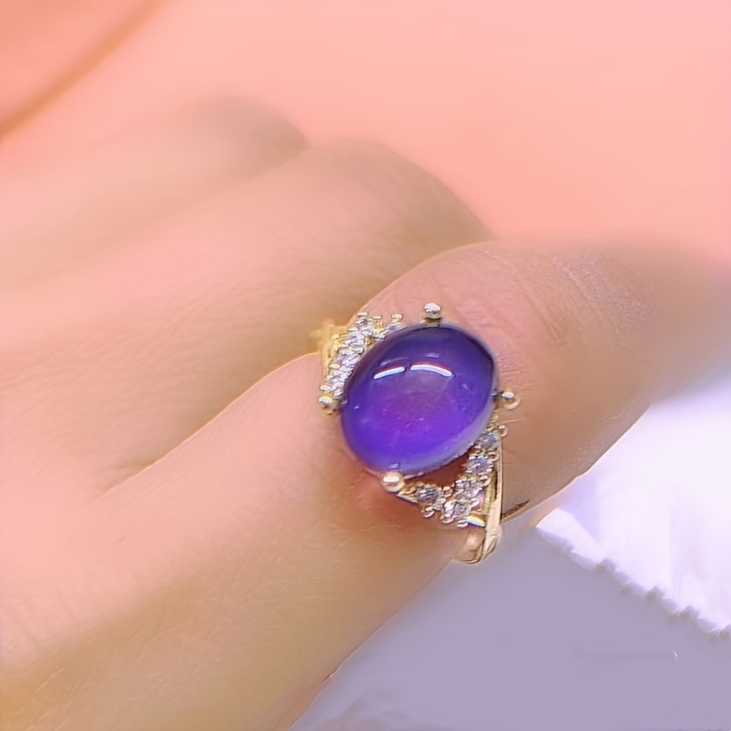 TEMU 1 Piece Elegant Alloy Mood Ring With Cross Design And Temperature Sensitive Color Changing Stones, - A Versatile Fashion Accessory For Everyday Wear