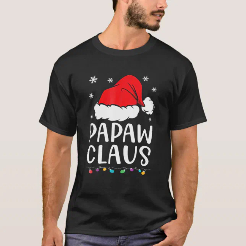 

Claus, Family Matching Claus Pajama T-shirt, 1pc Men's Crew Neck Short Sleeve T-shirt, Pure Cotton, S-2xl, Breathable, Lightweight Retro T-shirt, Casual