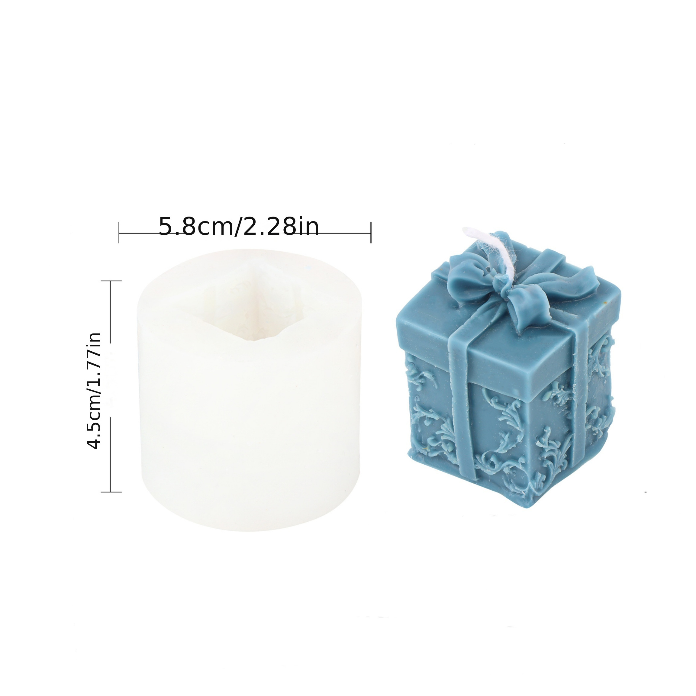 Christmas & Valentine's Day Gift Box Silicone Candle Mold Kit With Bow Detail - Square Resin Casting Mold For Epoxy, Plaster Decor, Making