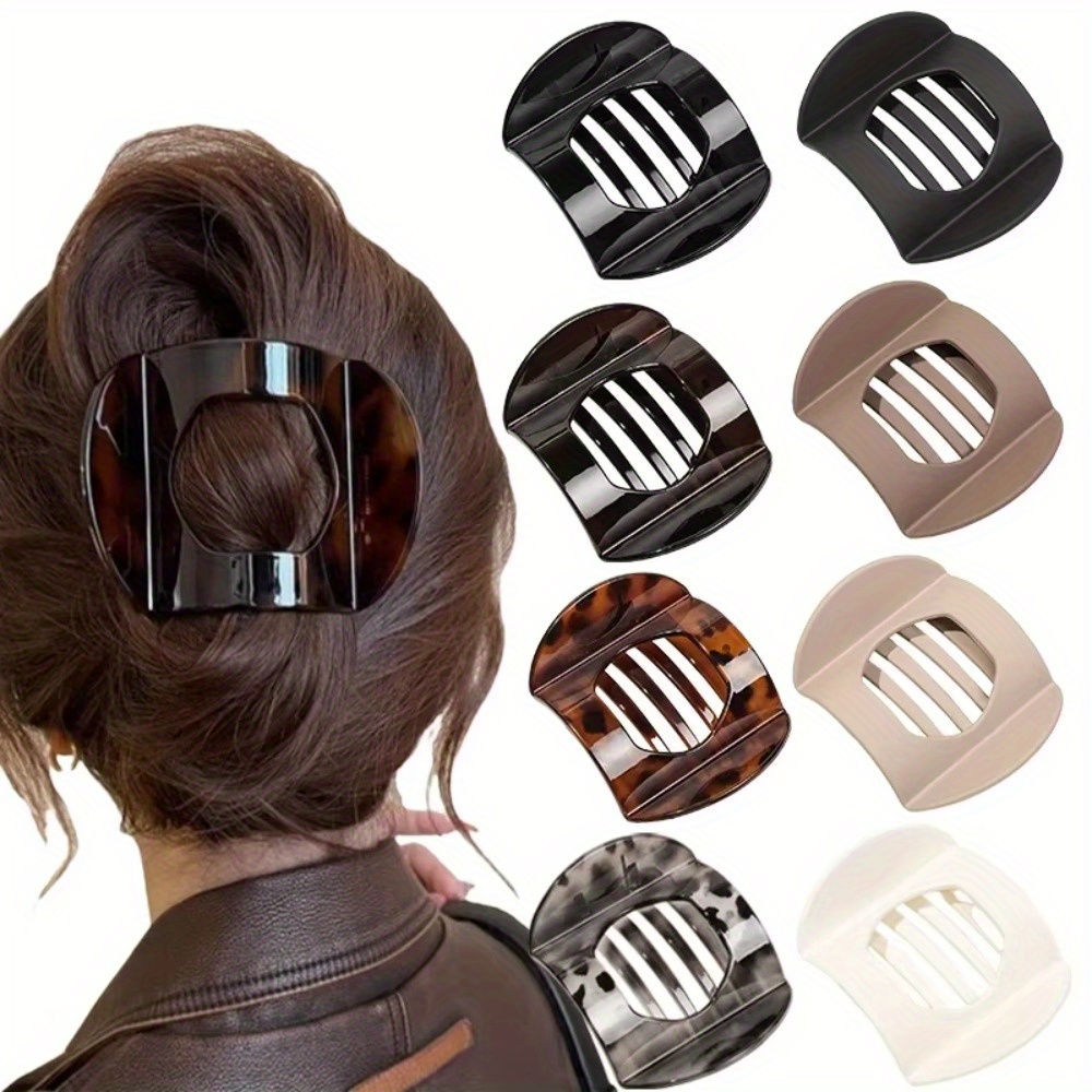 

Pvc Hair Claw Clips For Women - Non-slip Duck Claw Hairpins, Large Size, Barrette , Vintage Style, Neutral Colors