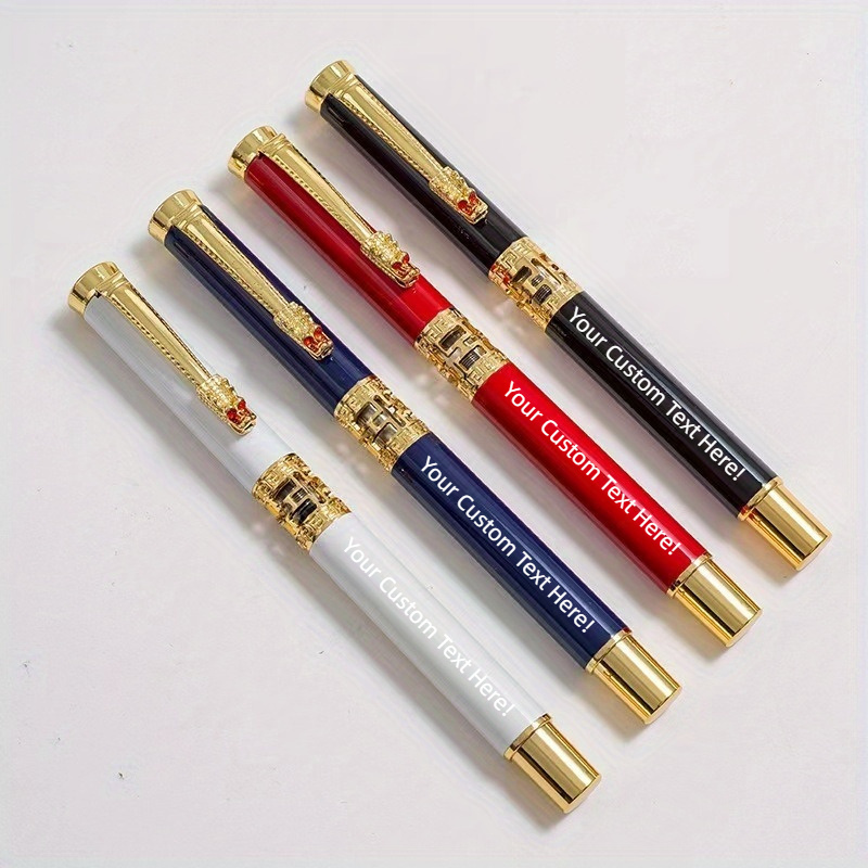 

[1pc Customizable Vintage Pen] 1pc Vintage Metal Pen, Custom Text, Office Pen For , Birthday Gift With 2 Blue Refills, Gift Box Included