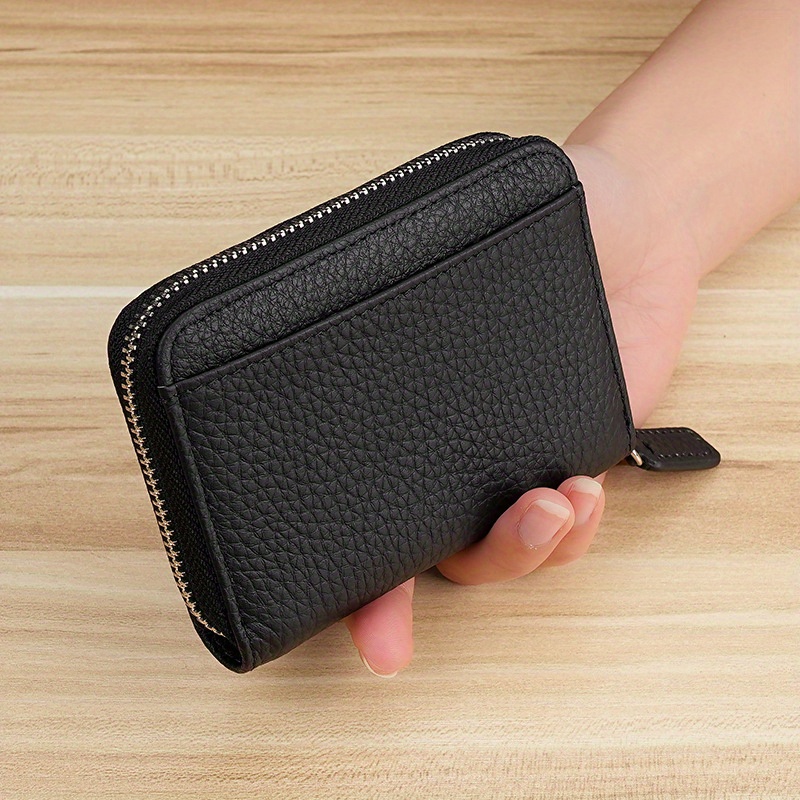 

Rfid Anti Scanning Real Pickup Bag, Multifunctional Organ Bank Card Case, Cowhide , Zipper Wallet