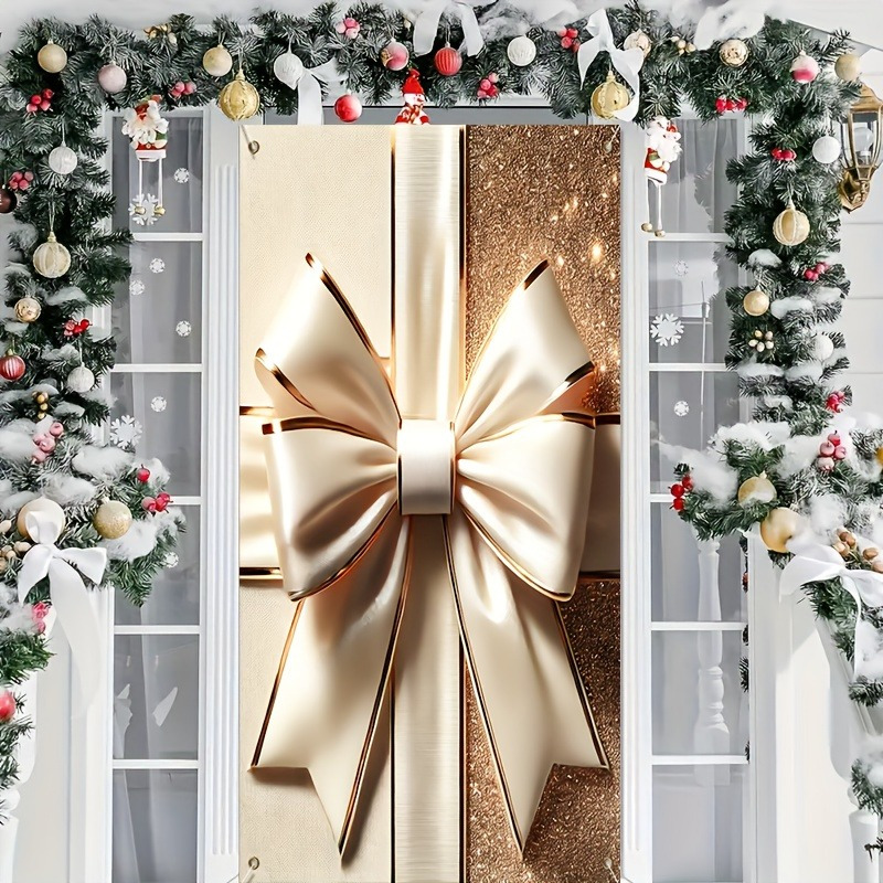 

1pc Polyester Bow Frame - , No Needed, For New 's, , , , And Decor - Christmas Decoration