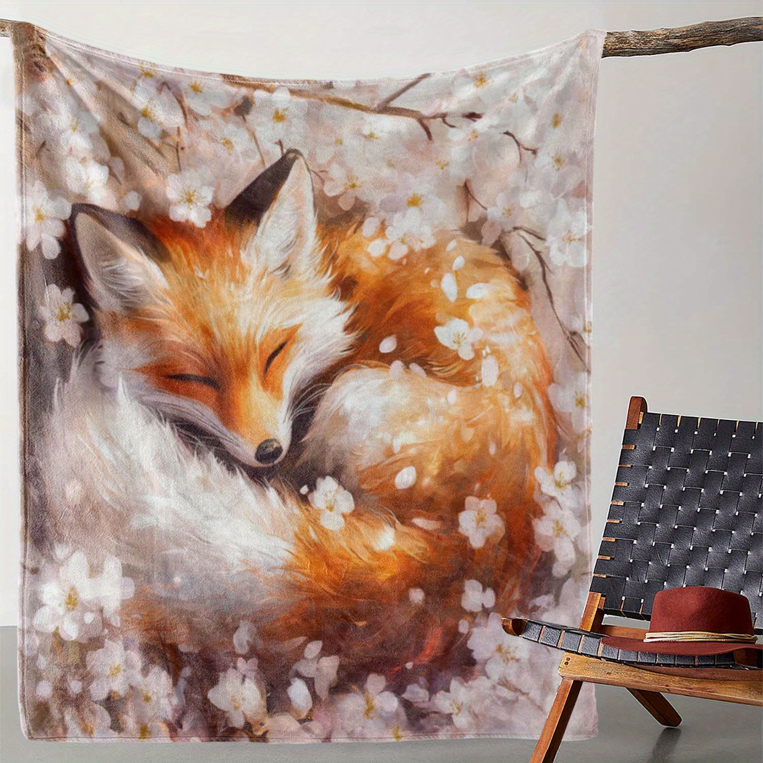 

1pc, Flannel Blanket, Fox , , For Sofa, Bed, Car, , , , , , Knitted, , , , 250-300g Weight