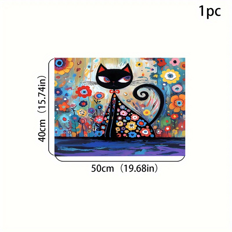 TEMU Tapis de Séchage pour Vaisselle 1pc avec Imprimé Chaton & Floral - Accessoire Polyvalent pour Cuisine & Salle de Bain pour Vaisselle, Machines à