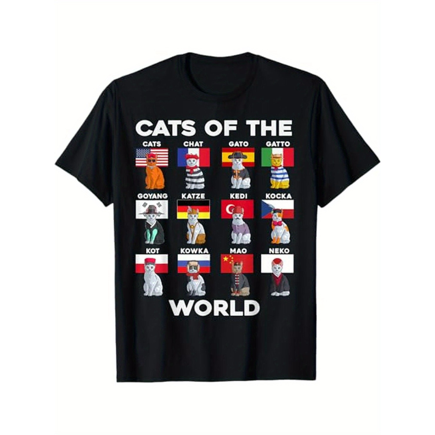 

1pc - 100% Cotton Crew Neck With Slight Stretch, Casual Knit Fabric, Regular Fit Printed Tee For Cat Enthusiasts - S-xxxl