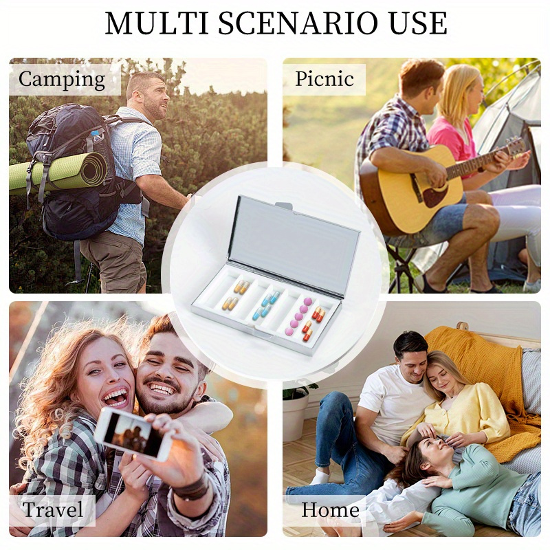 Compact 7 Compartment Pill Organizer Moisture Proof Box