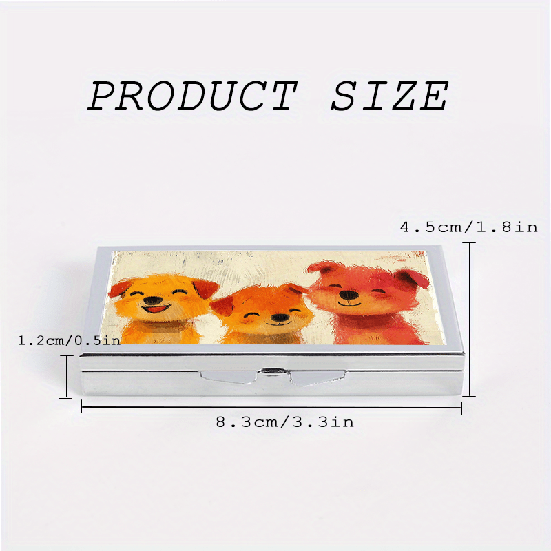 Happy Puppy Pattern Rectangular Pill Box 7 Compartment Portable Pill Box