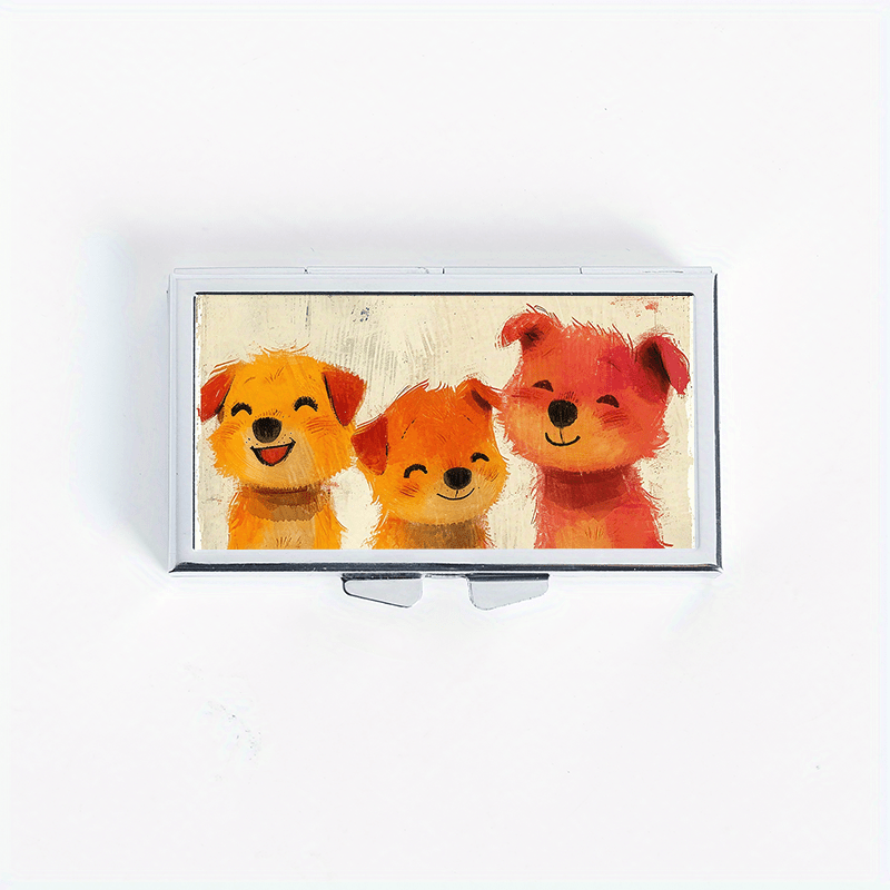 Happy Puppy Pattern Rectangular Pill Box 7 Compartment Portable Pill Box