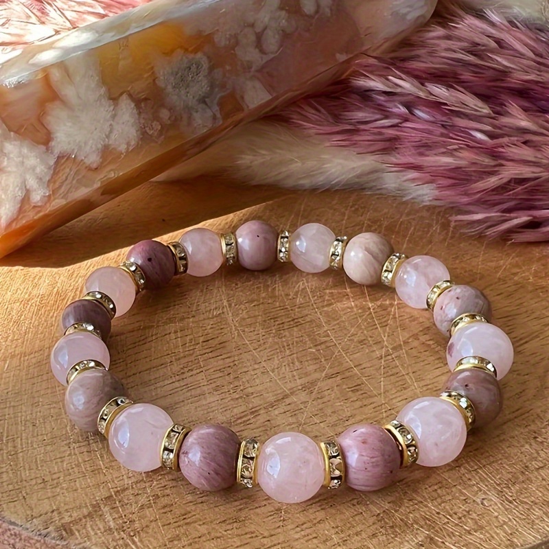 

Bohemian Style 8mm Rose Quartz And Bracelet Relax Hand Ornament