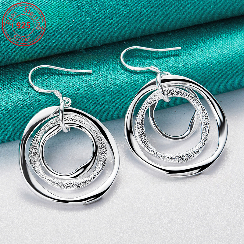 

1 Pair S925 Pure Silvery Geometric Earrings - Low Allergy - Fashionable And Elegant Style Jewelry - For Men
