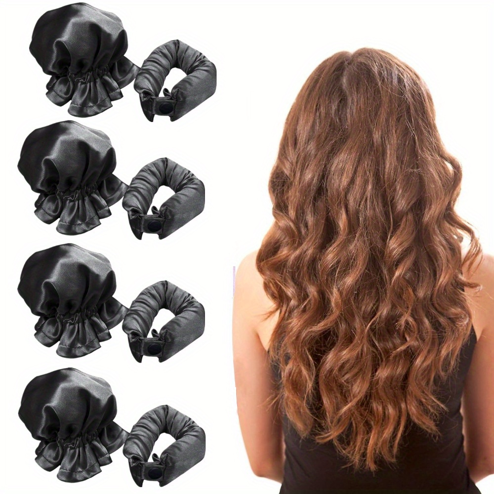 

8pcs Satin Heatless Hair Curler, Heatless Curls For All Hair Types With Hair Caps, Curlers To