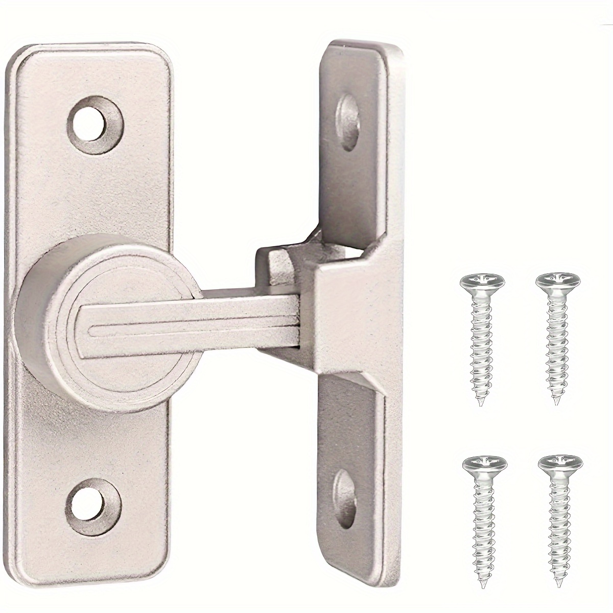 

1pc Frosted Nickel Sliding Bolt Lock, 90 Degree Slide For Bathroom And Sliding Door Security, Zinc Alloy, Anti-theft Door With , -resistant Door Lock Hardware Accessory