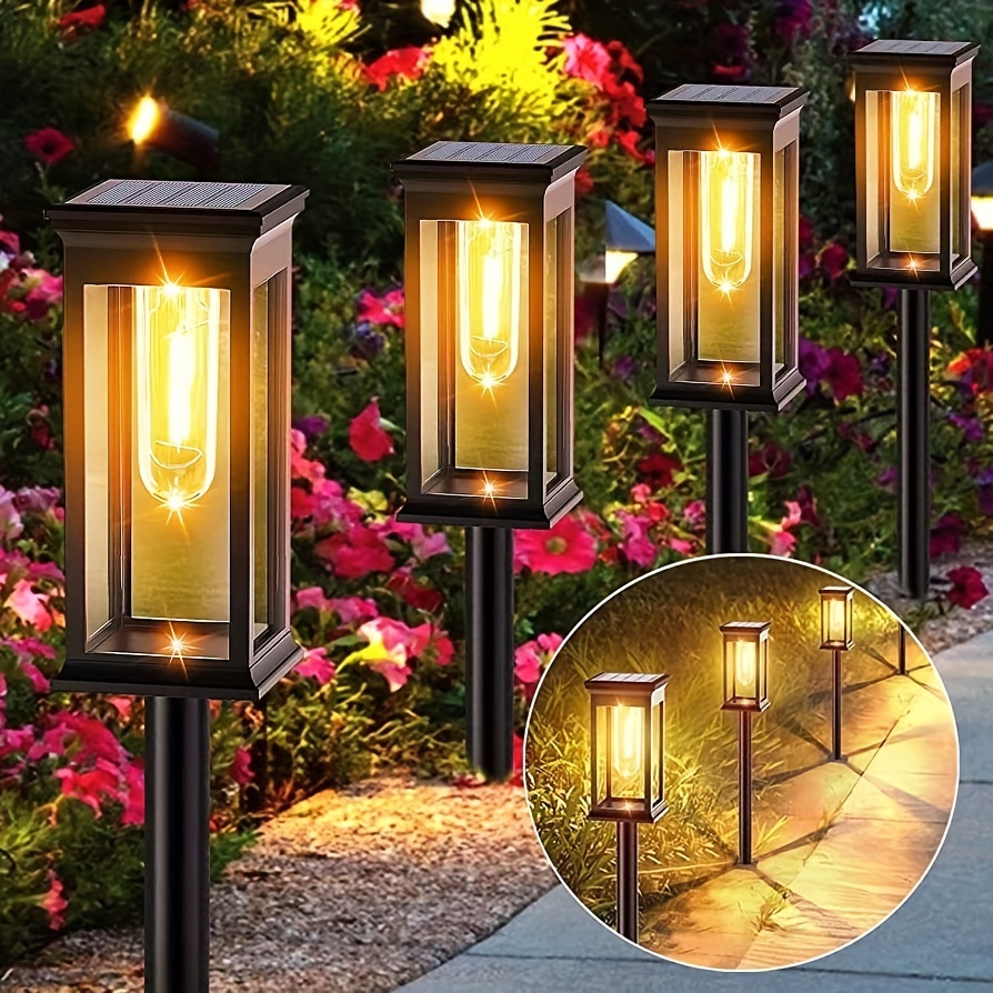 

2/ 4/ 6/ 8pcs Solar Pathway Lights, Solar Lights Outdoor, Auto On/ Off Solar Powered Garden Lights For Yard Backyard Lawn Landscape Lighting Decorative