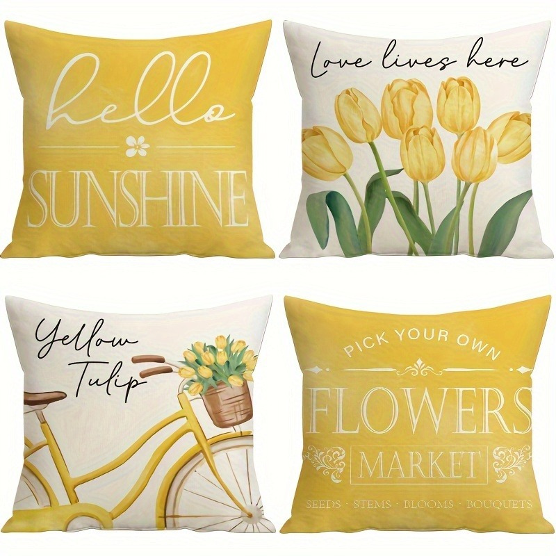 

4pcs And , Pattern Polyester Decorative , , And Decor - Inserts Not Included