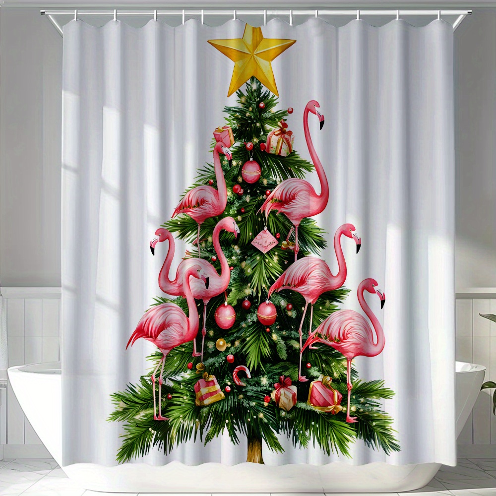 

1pc & Christmas Tree Printed Bathroom , Polyester Bath Free , , Bath Decor