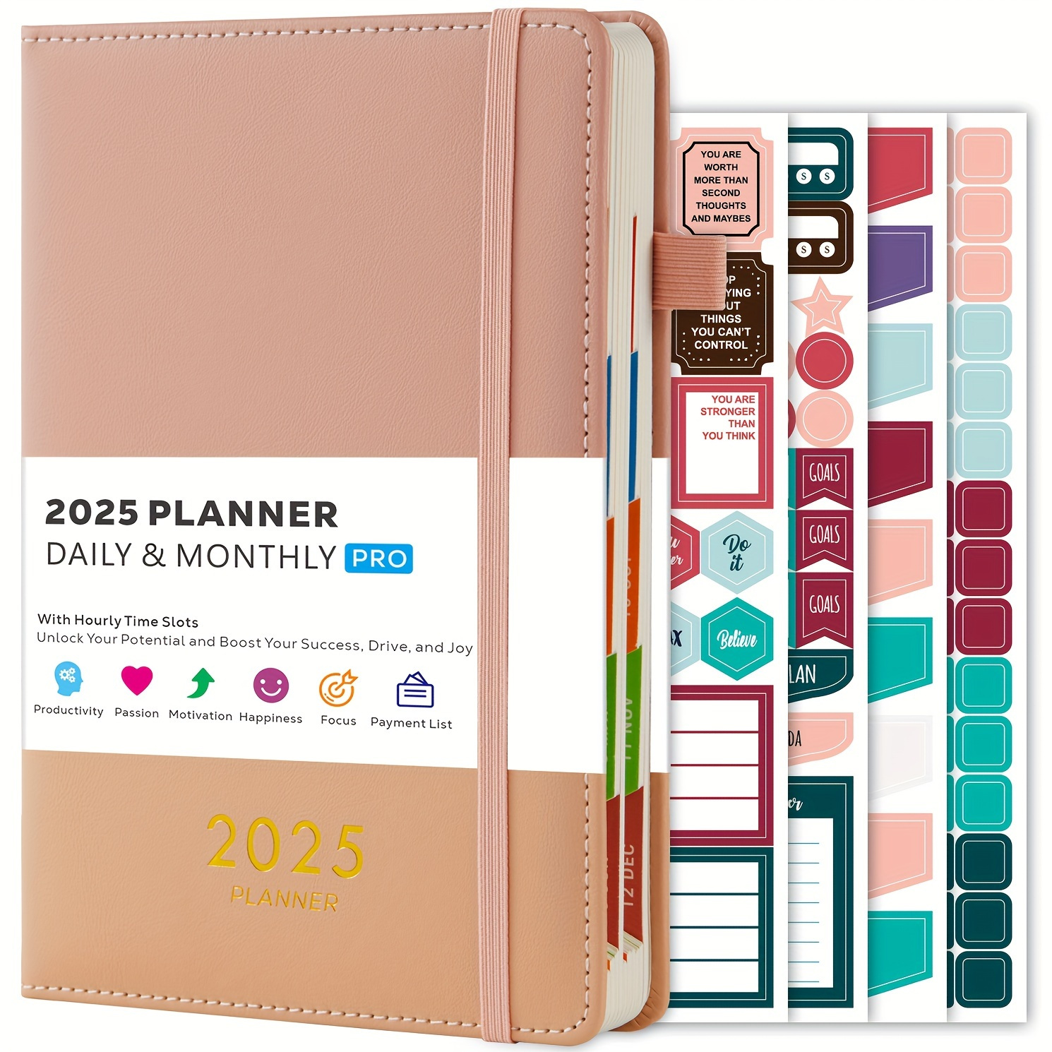 

2025 Planner, 2025 - December 2025, Daily And Monthly Calendar/planner With 12 Month Labels, 4 Stickers, To Successfully Plan Your Study, , 8.4" X 5.7