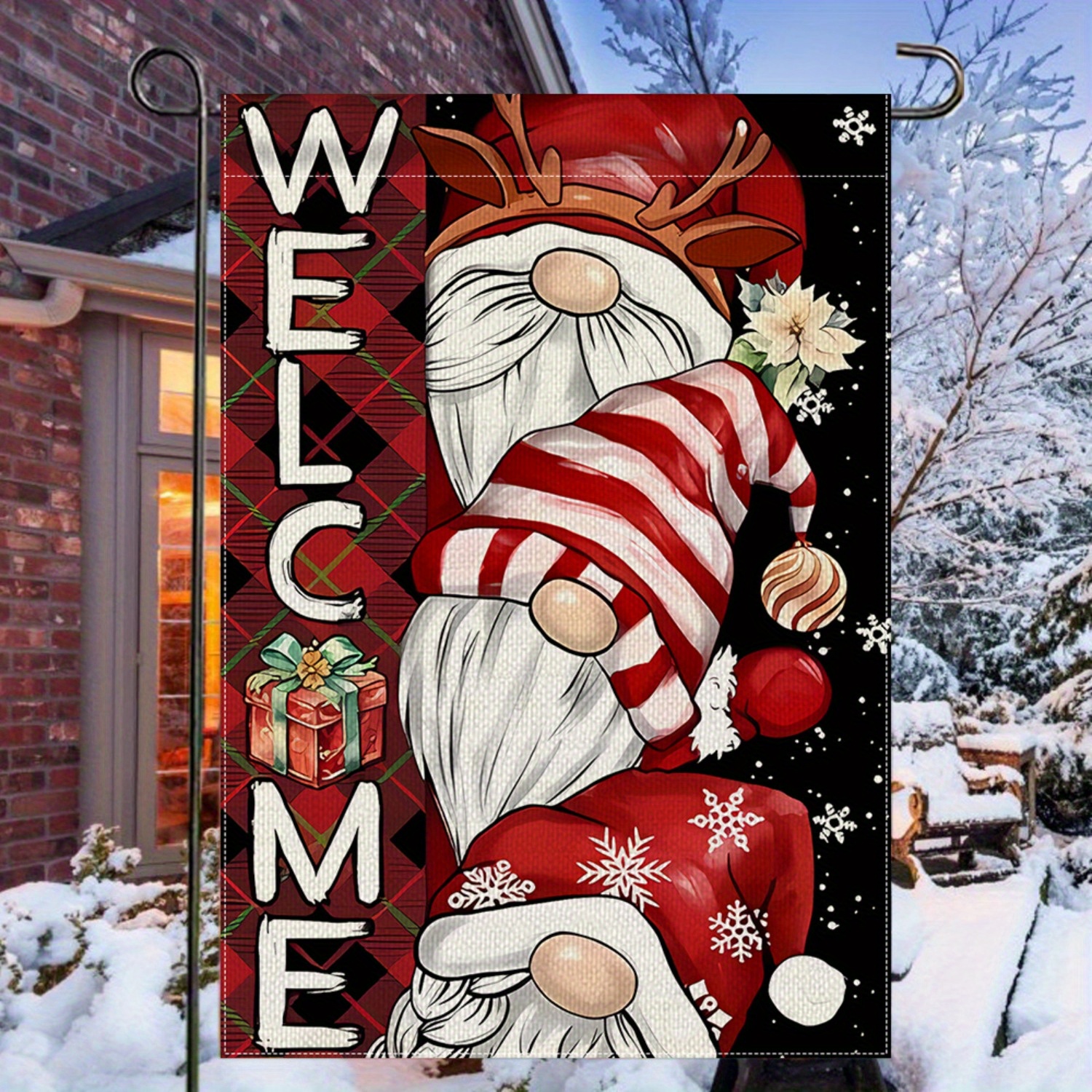 

Christmas - Double-, - Polyester, 12x18 , Stands