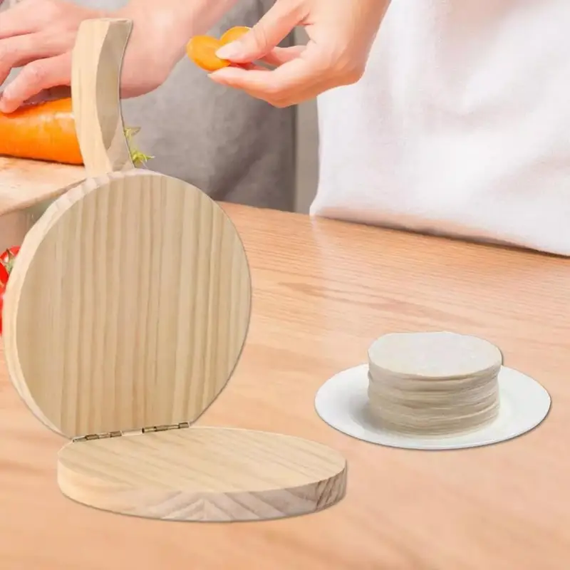 Presse Tortilla En Bois Naturel 16,5'' - Outil Pour Tortillas, Roti Et Chapati