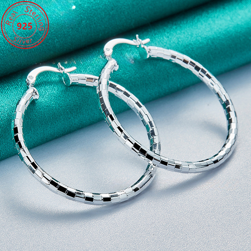 

925 Sterling Silver Geometric Square Earrings - Low Allergenicity - Stylish, Elegant And Simple - Suitable For And Parties - A Perfect Gift For Male Charm
