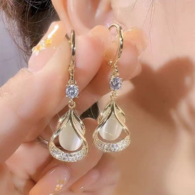 3 pairs set of luxurious cat eye stone geometric earrings   earrings earring   earrings suitable for daily wear and gift   Product details 3