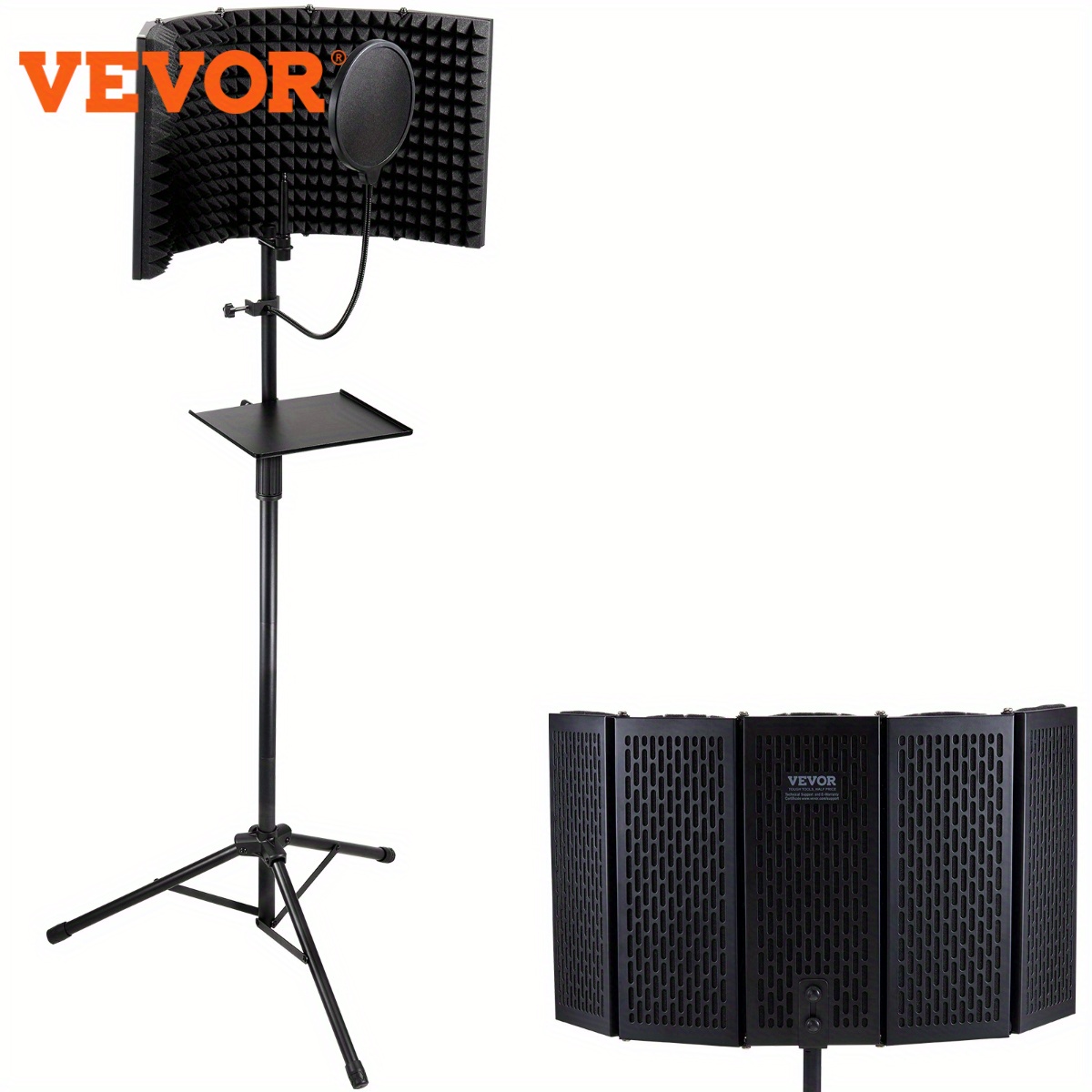 

Vevor Sound Isolation Panel, 5-, Portable Studio Mic Noise , Includes Pop Filter, Adjustable Floor Stand & Mic Adapter, Compatible With Blue & Condenser Mics