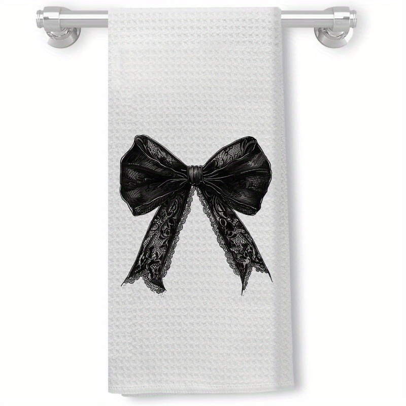 

1pc, 18x26inch, Bow Halloween Towel, Polyester Dishcloth, Tea Towel For & Bathroom Decor, Rectangular ,