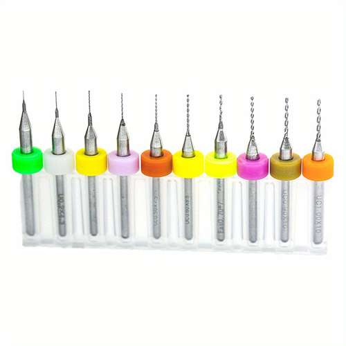 10pcs 0.2mm Micro Tungsten Carbide Twist Drill Bits – For PCB, Dremel, Rotary CNC