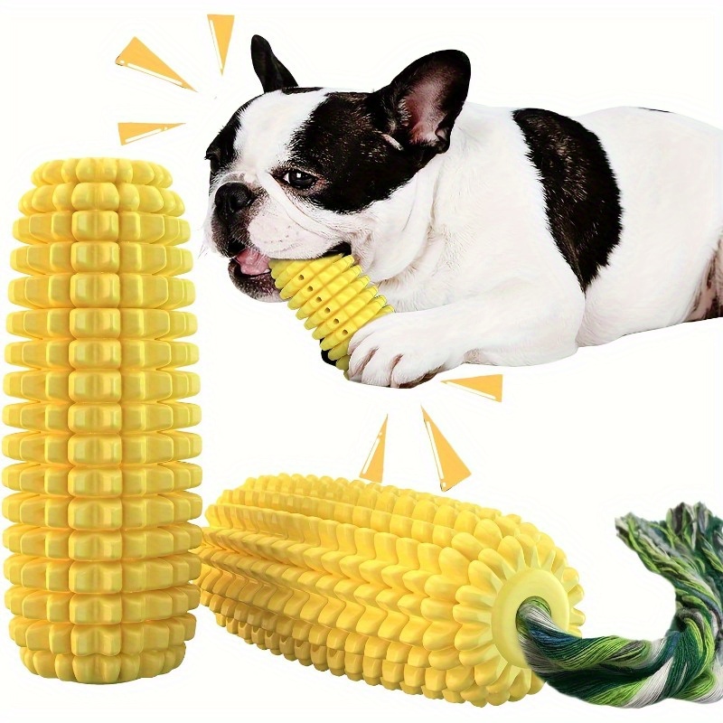 

1pc Rubber Corn Cob Dog Chew Toy - Squeaky, Interactive Breeds, Teeth, Ideal For Puppies To Large Dogs, Dog Toys For Aggressive Chewers