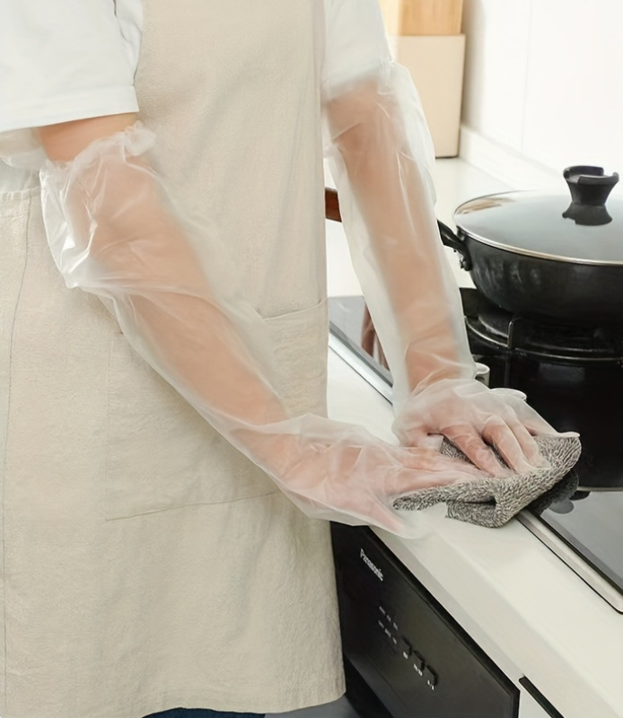 20 pairs of extra long kitchen cleaning gloves that are waterproof and oil resistant made from   and comfortable plastic suitable for dishwashing cleaning and gardening and made from alcohol free materials details 4